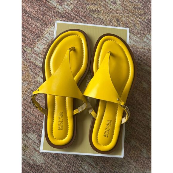 Michael Kors Daniella Leather Sandal in Bright Dandelion - Picture 1 of 4